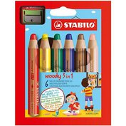 STABILO woody 3 in 1 6 ks Pouzdro s Ořezávátkem